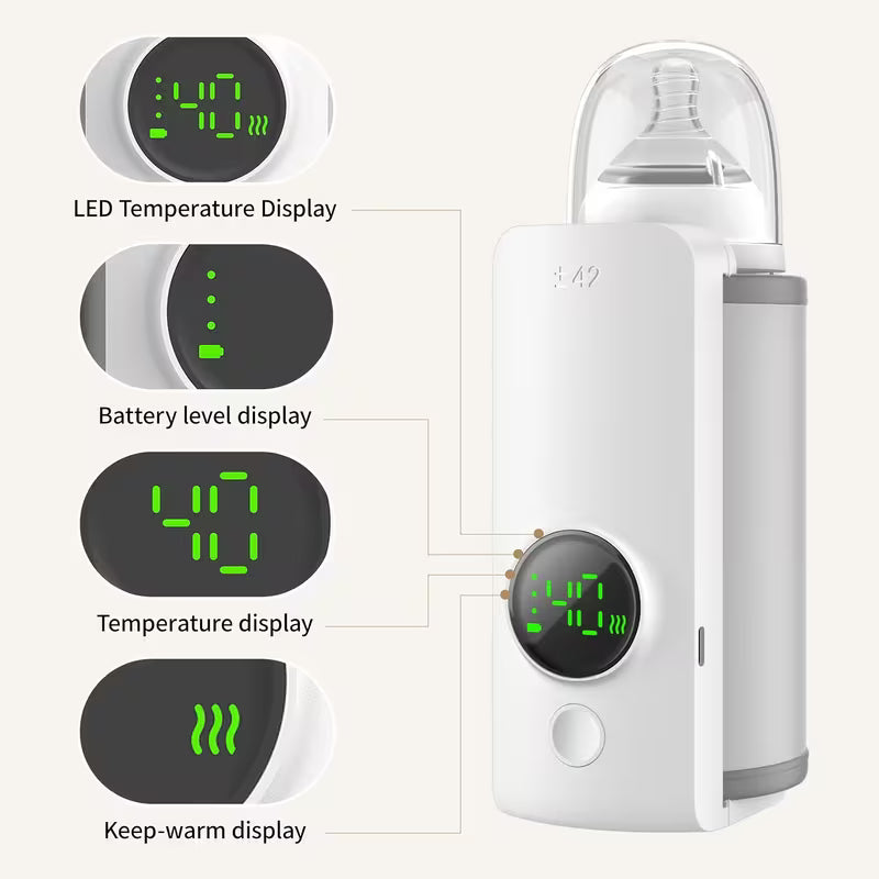 Portable Baby Bottle Warmer – Fast Heating with 6 Temperature Modes