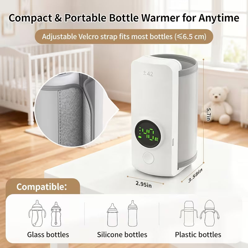 Portable Baby Bottle Warmer – Fast Heating with 6 Temperature Modes