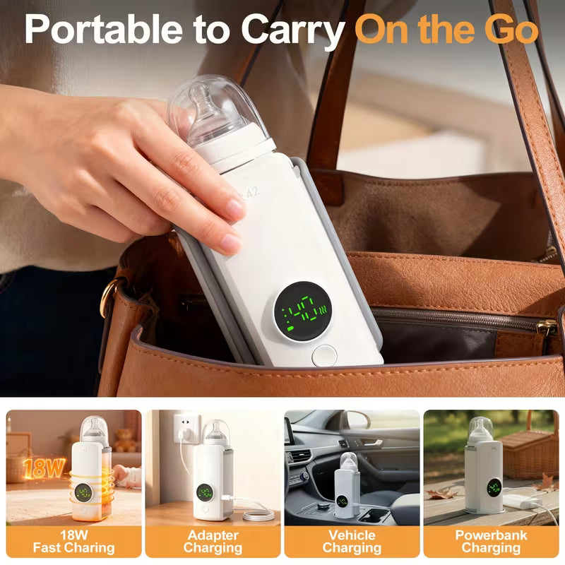 Portable Baby Bottle Warmer – Fast Heating with 6 Temperature Modes